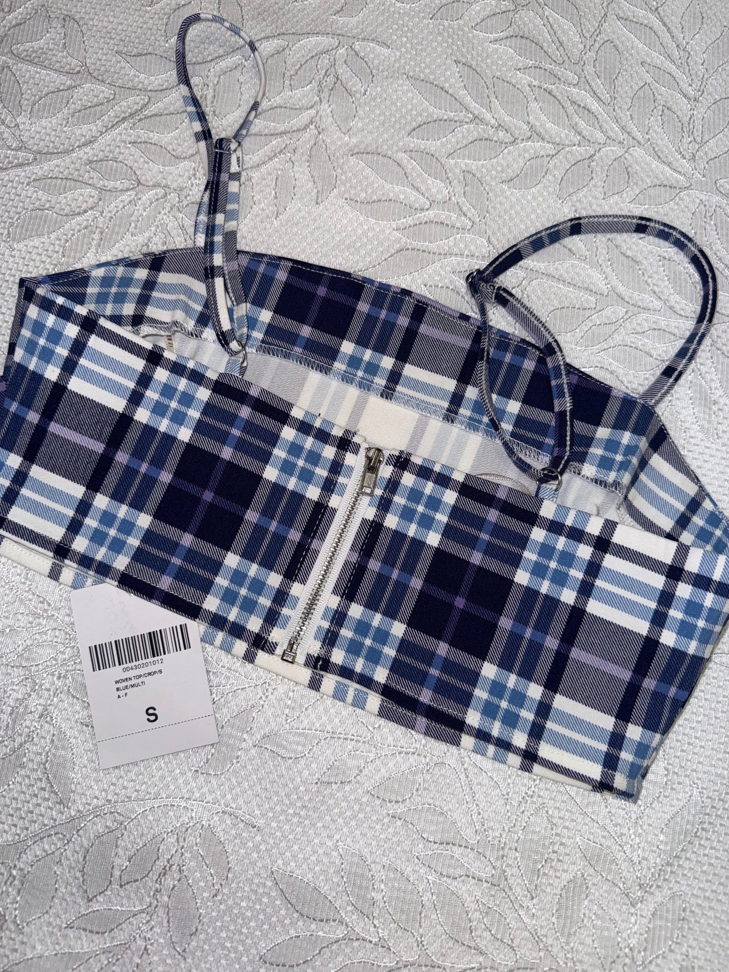NWT Forever 21 (Small) Brand New Blue Plaid Pattern Cropped Tank