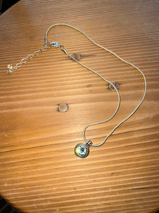 Napier March Birth Stone Silver Necklace