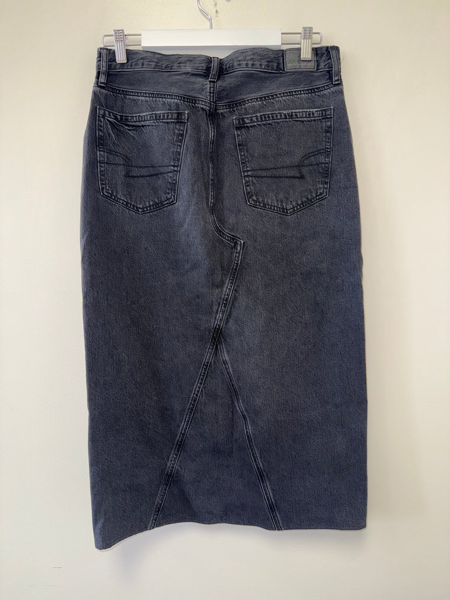American Eagle (10) Black 90's High Rise Maxi Jean Skirt