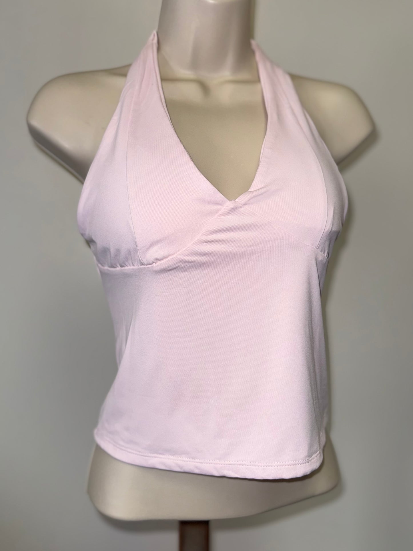 Pink Rose (Medium) Pink Luxy Contour Halter Neck Crop Top