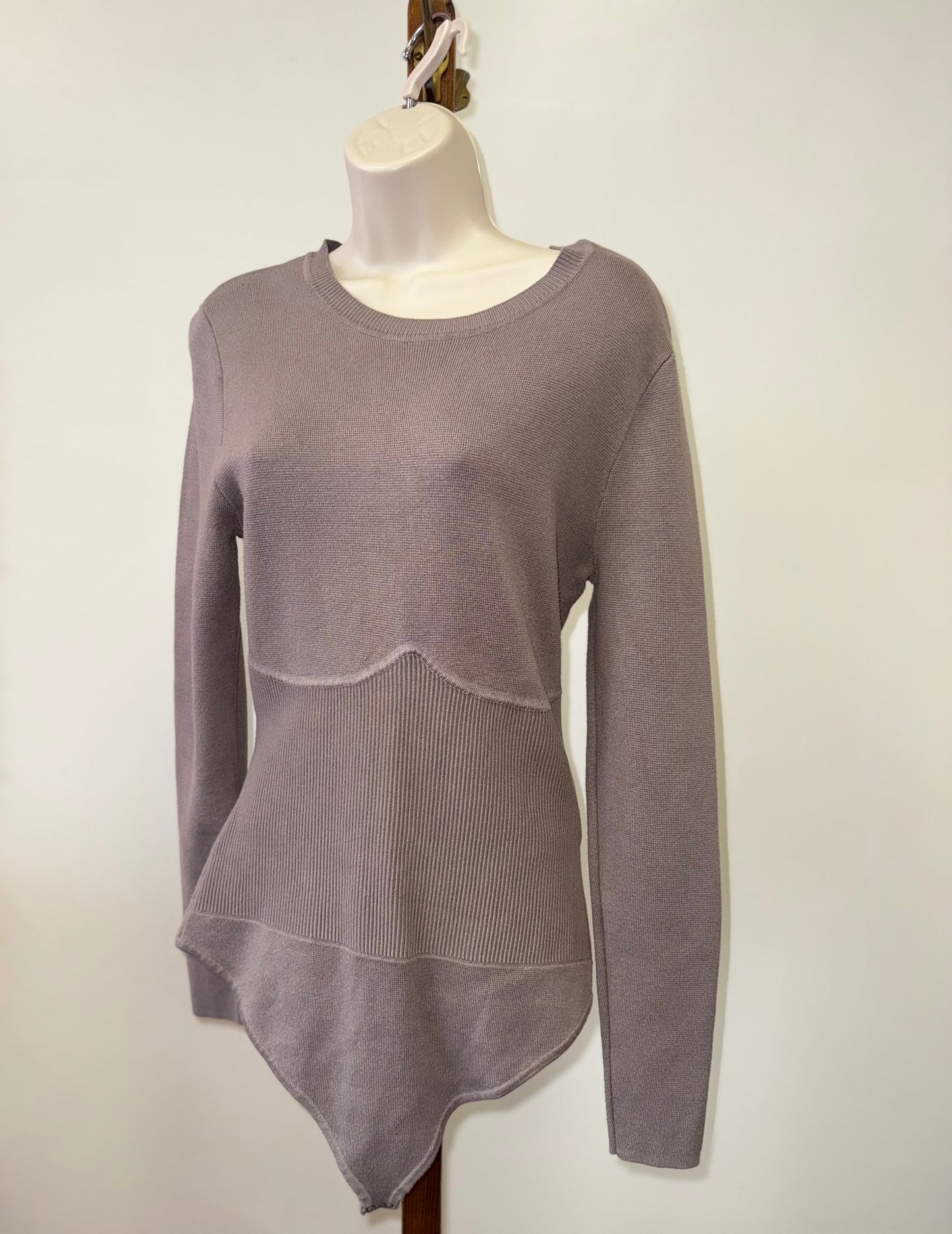 Abercrombie & Fitch (XL) Brown Long Sleeve Knit Form Fitting Ribbed Bodysuit