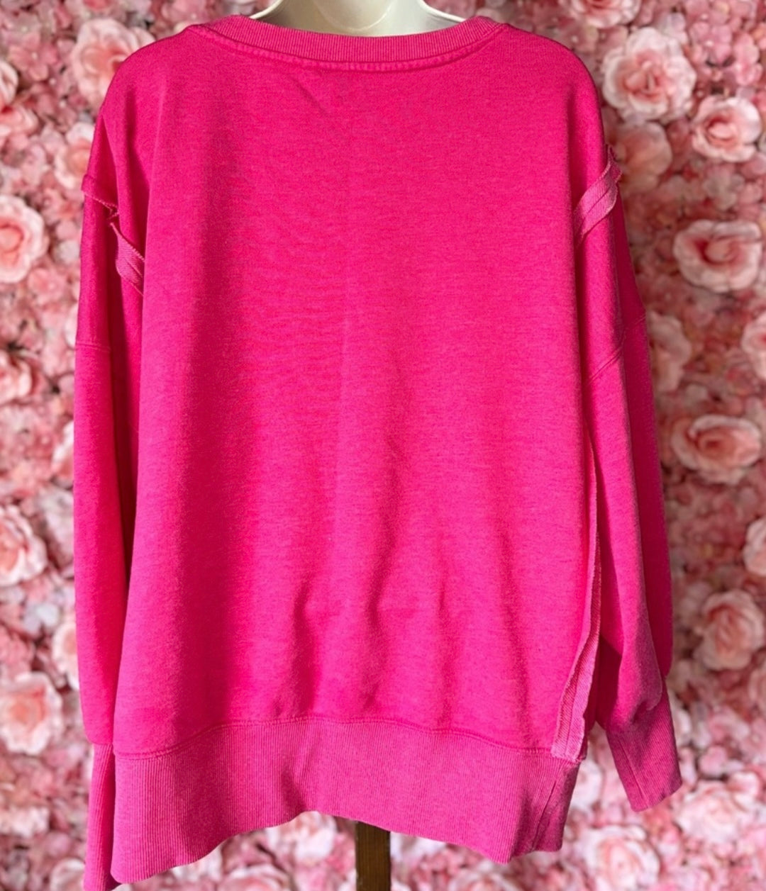 Grace + Karin (1X) Hot Pink Loose Fit Crewneck Pullover Sweatshirt