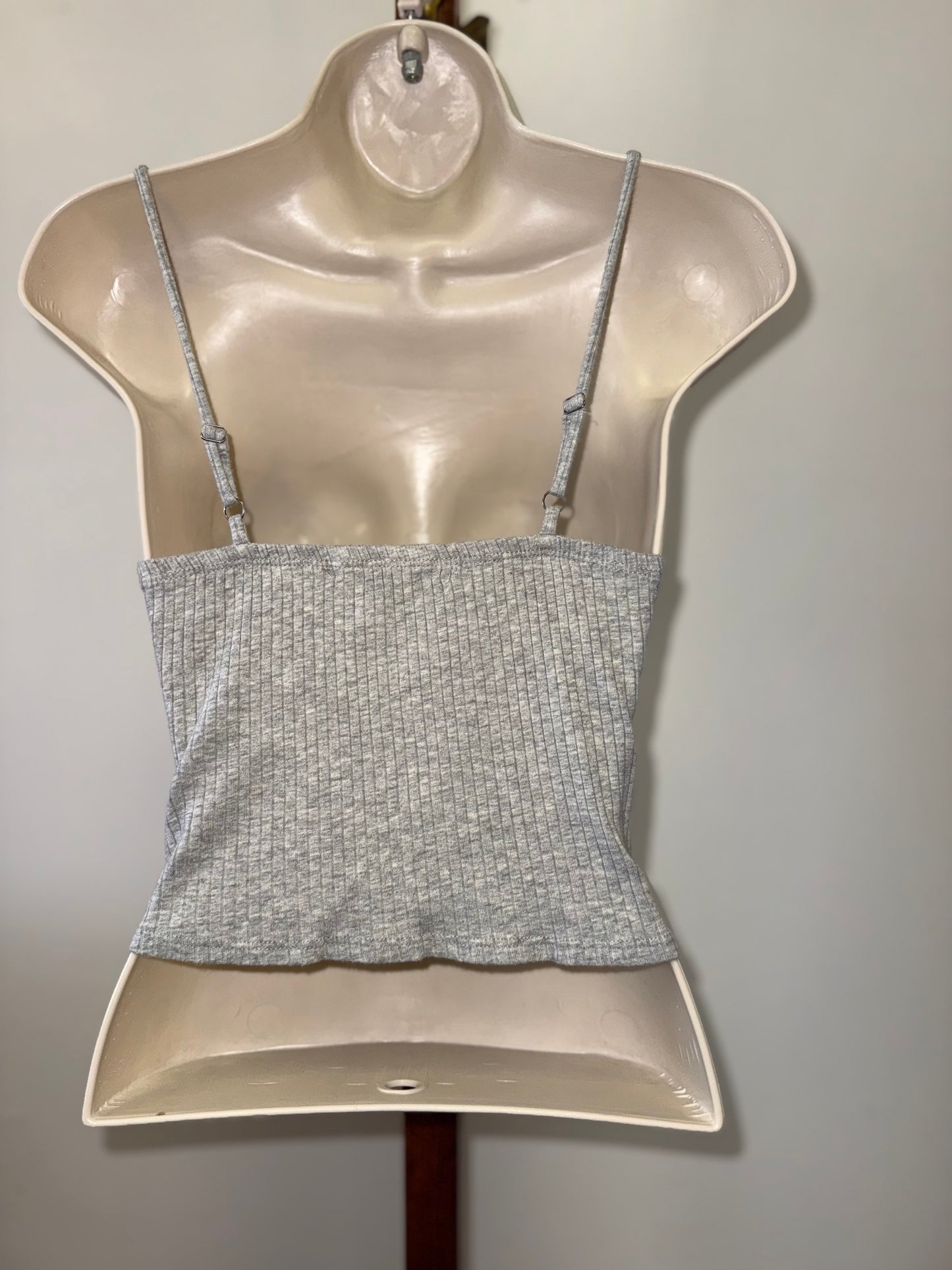 Lola + Grace (Medium) Grey Cropped Ribbed Cami Tank with Cut Out
