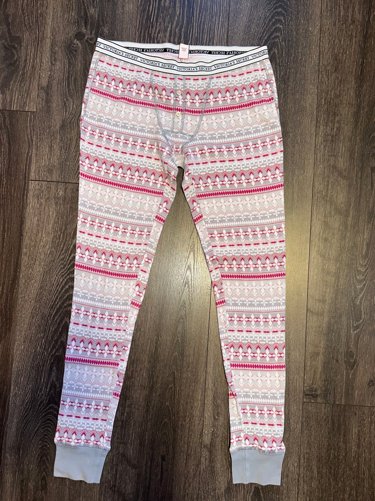 Victoria's Secret (Small) Pink Pattern Jogger Thermal PJ Pants