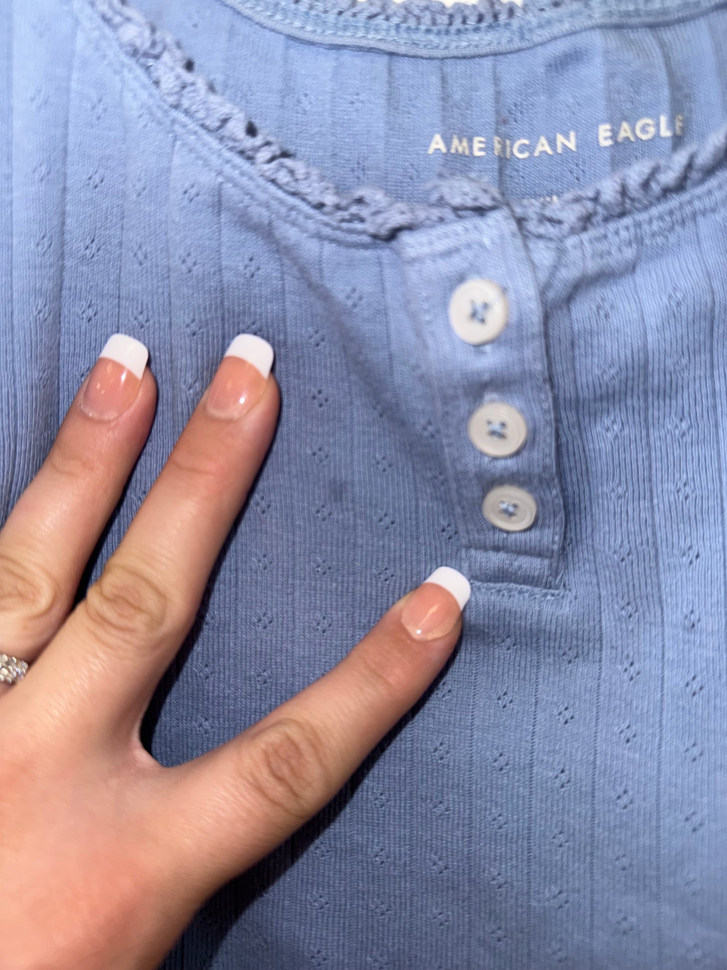 American Eagle (Medium) Blue Ribbed Cropped Tank