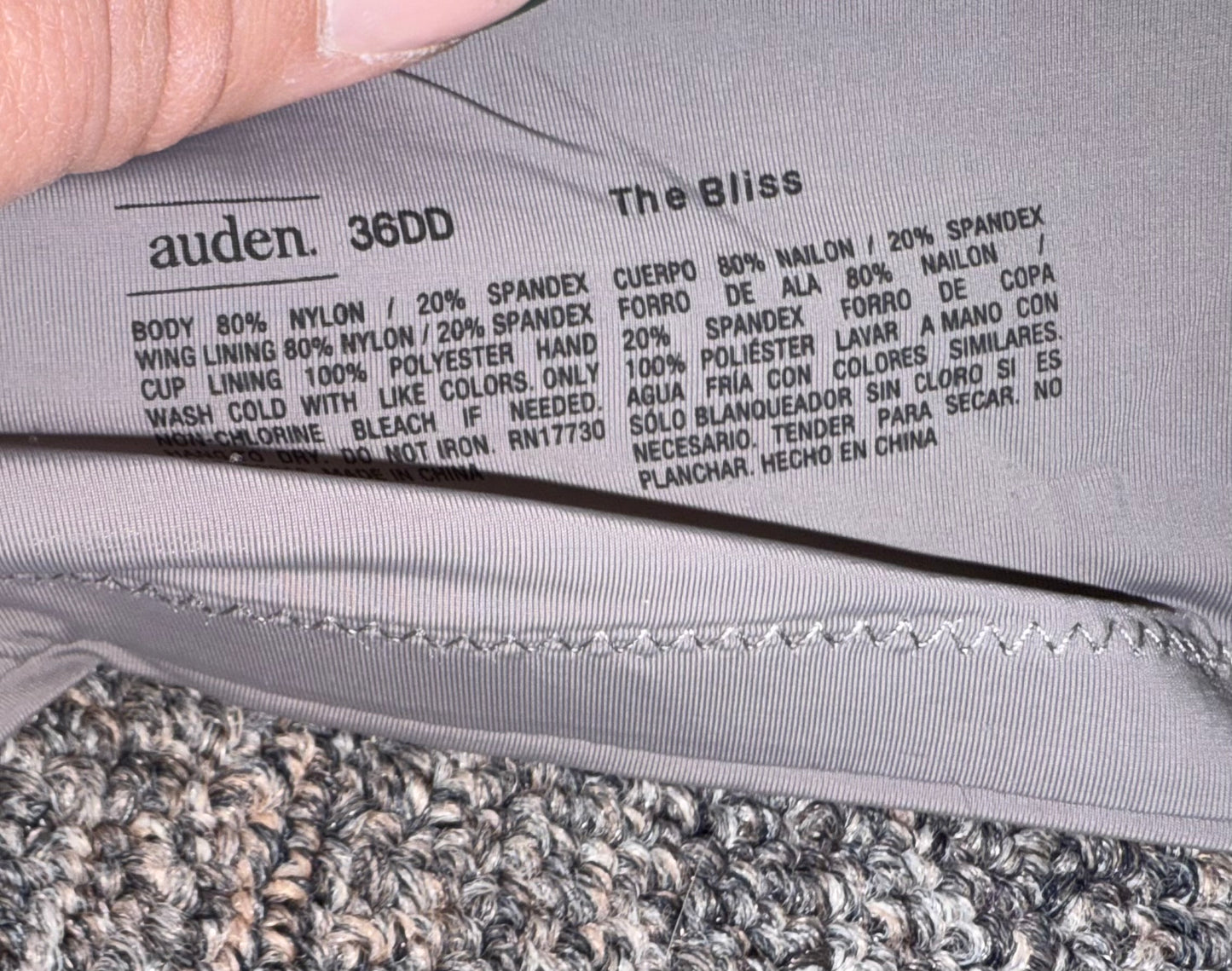 NWT Auden (36DD) Brand New Purple Wireless 'The Bliss' Bra