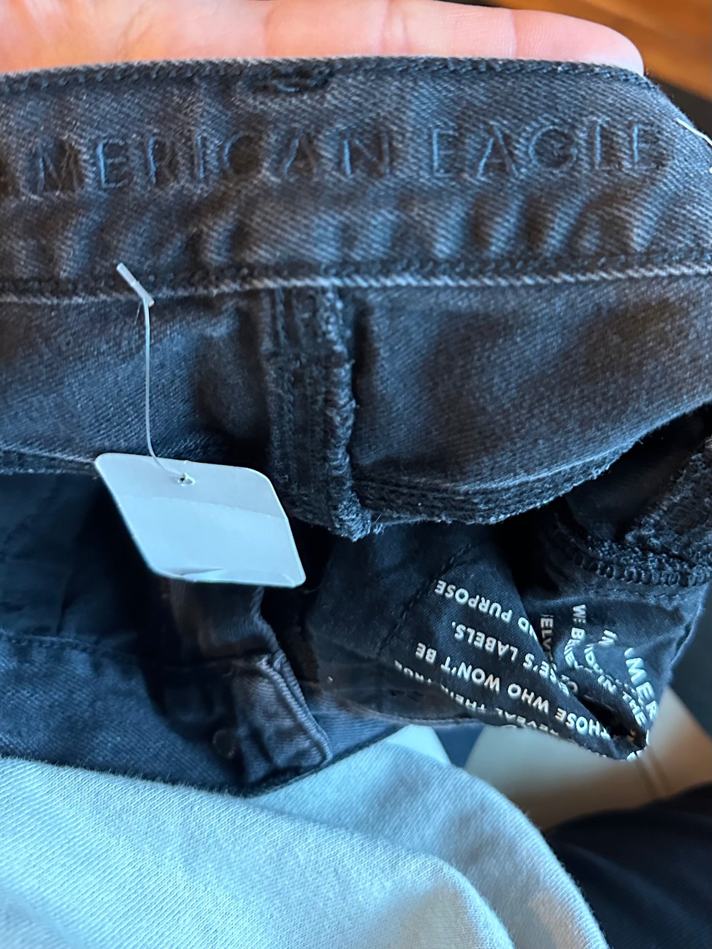 American Eagle (0 Reg) Black Distressed Mom Jeans