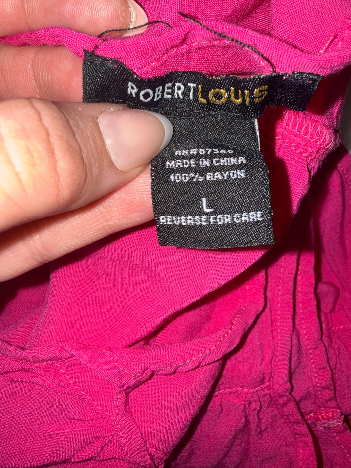 Robert Louis (Large) Colorblock Ruffle Midi V-Neck Dress