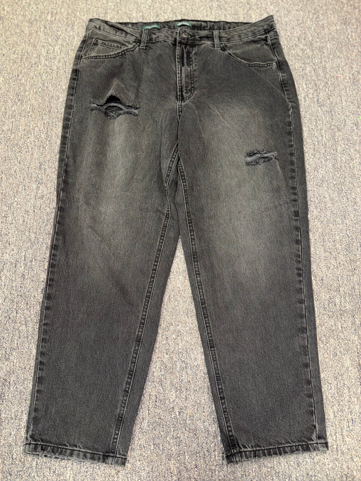Wild Fable (16) Black Distressed High Rise Tapered Leg Denim Jeans