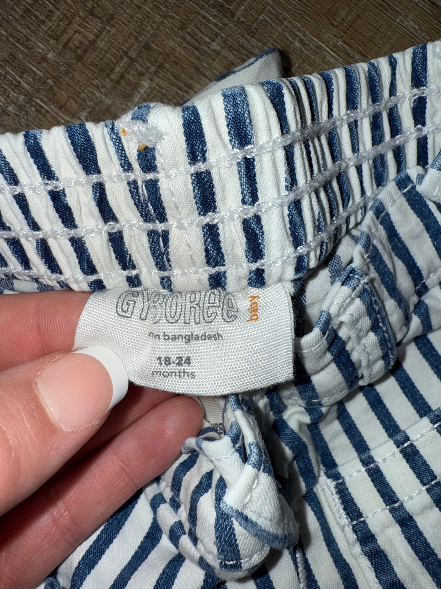 Gymboree (18-24 Months) Striped Denim Blue Jeans