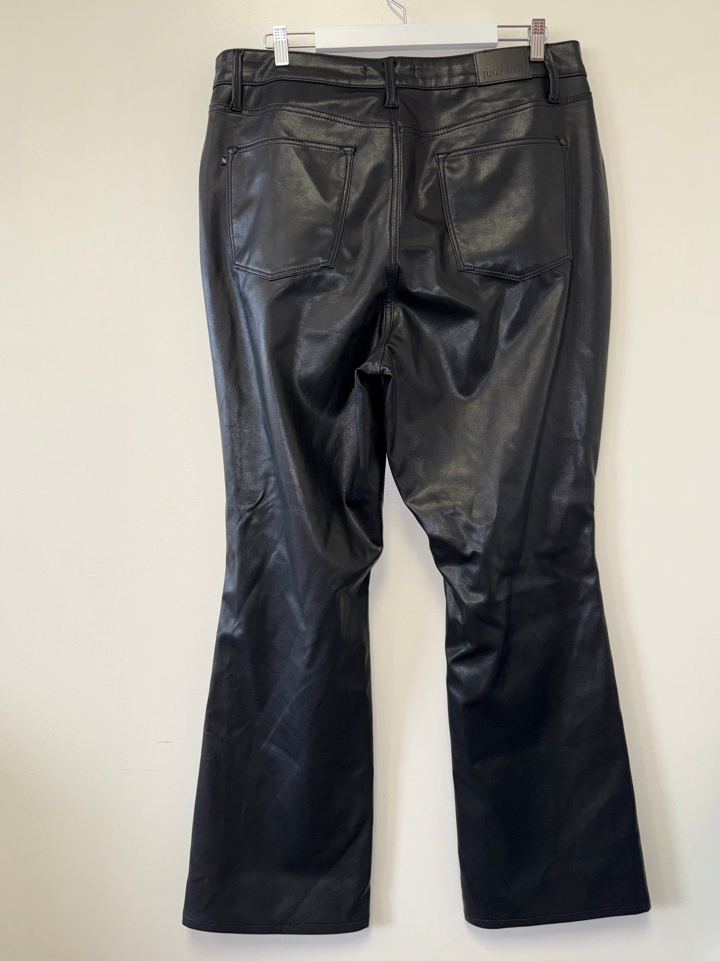 Judy Blue (18W) Black Faux Leather Bootcut Pants