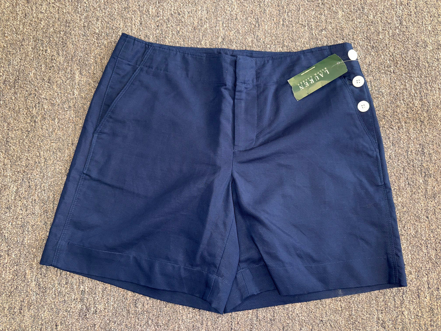 NWT Polo By Ralph Lauren (4) Brand New Navy Blue Dress Shorts with Buttoned Side