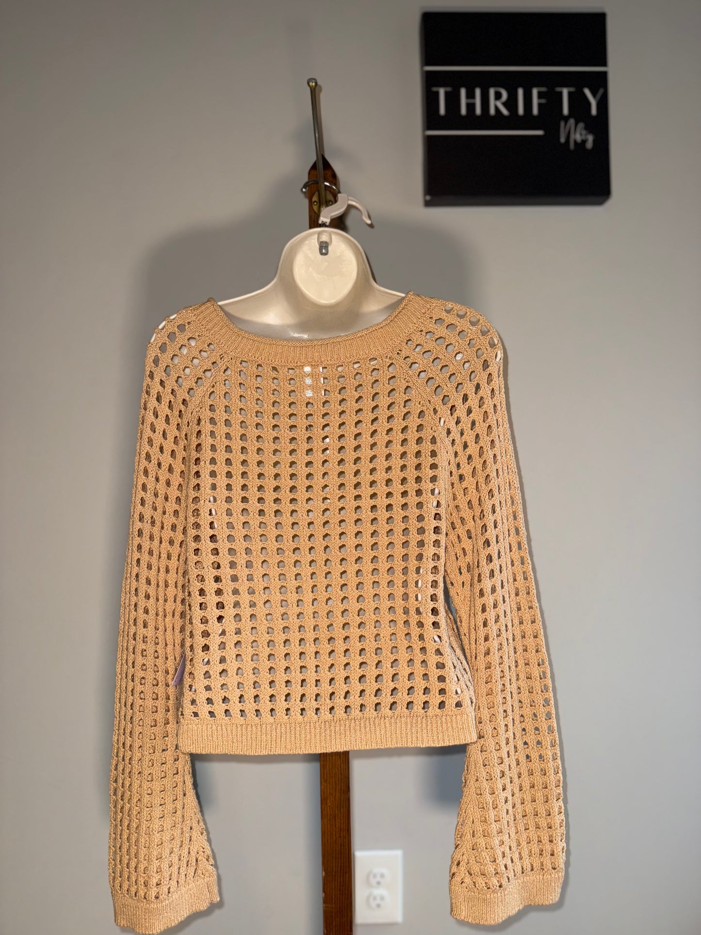 NWT Wild Fable (Large) Brand New Tan Crochet Cropped Sweater