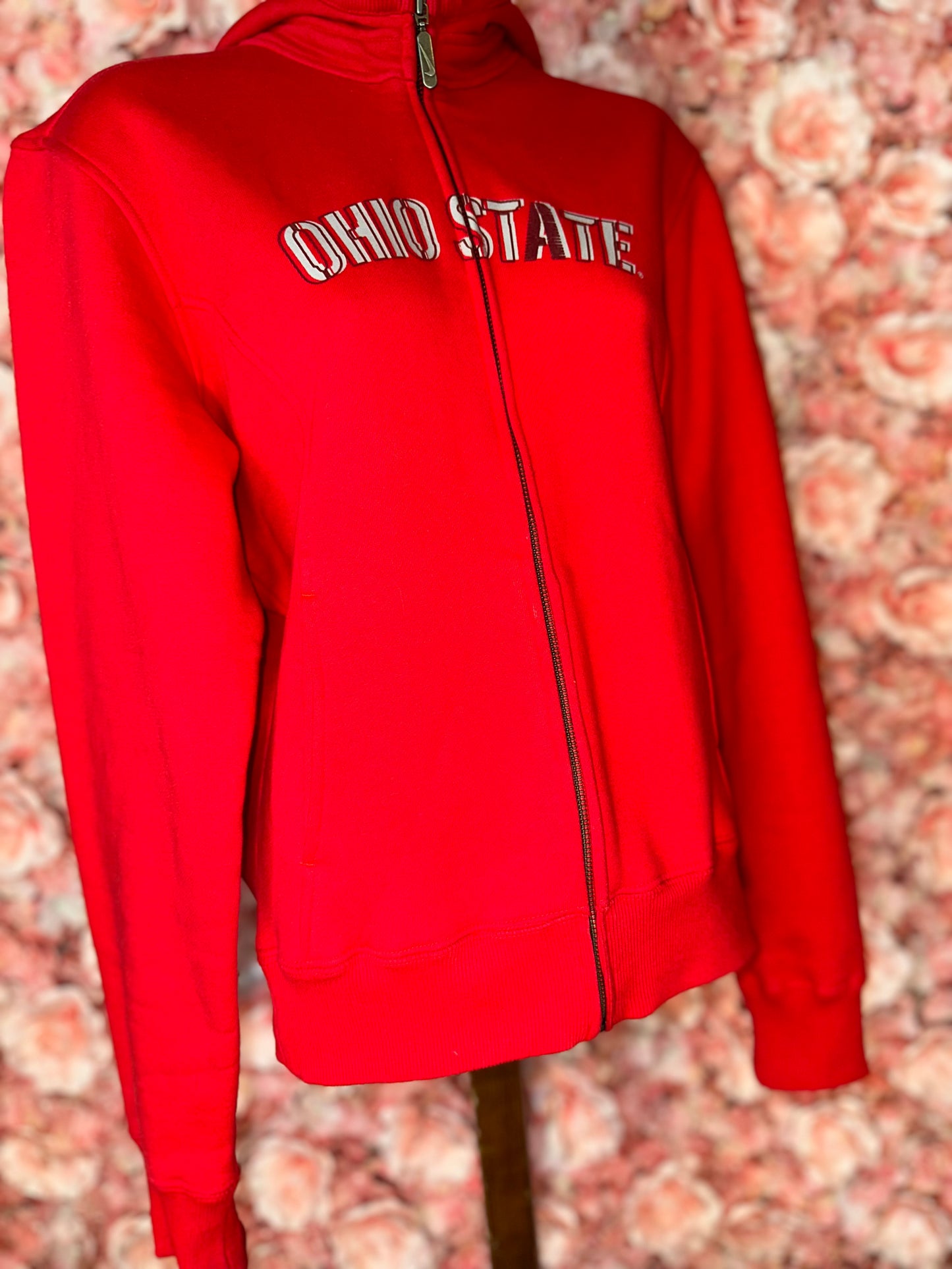 Nike (Medium) Red Vintage Ohio State Zip Up Hooded Jacket