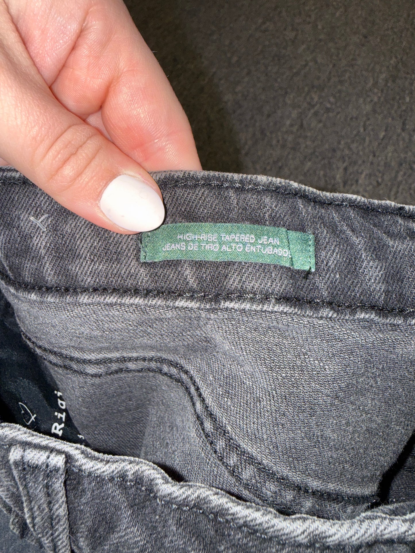 Wild Fable (16) Black Distressed High Rise Tapered Leg Denim Jeans