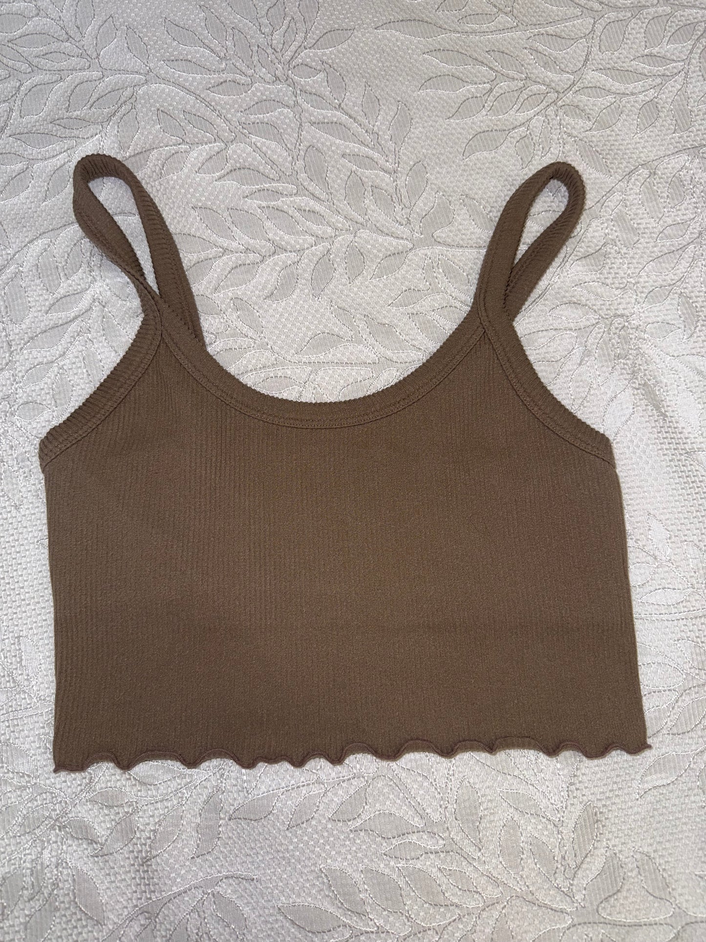Forever 21 (Small) Tan Ribbed Cropped Tank