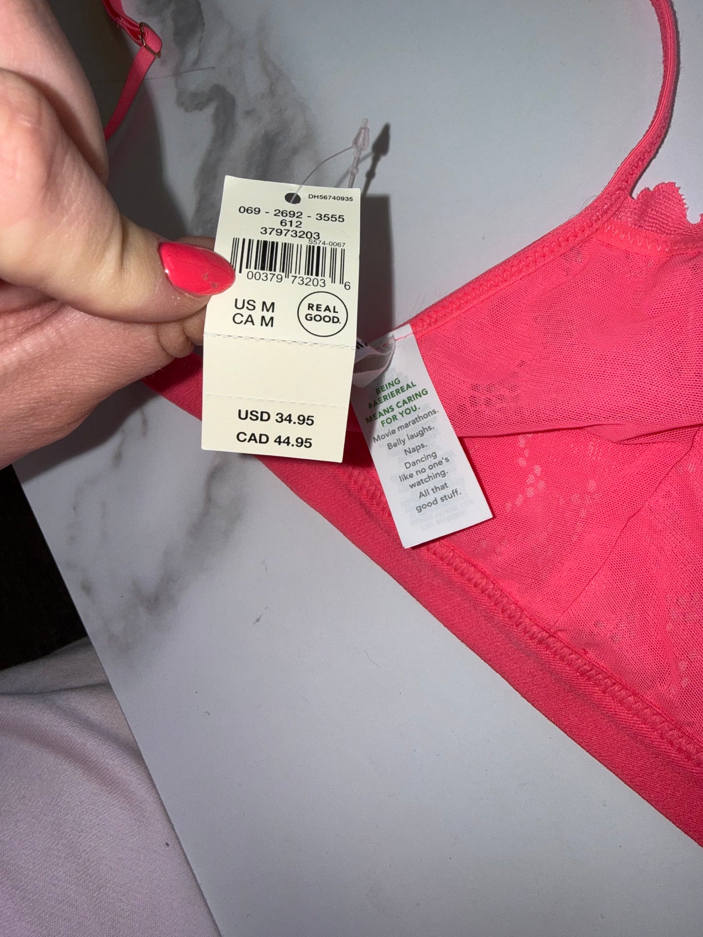 NWT Aerie (Medium) Brand New Neon Hot Pink Floral Lace Bralette with Open Back