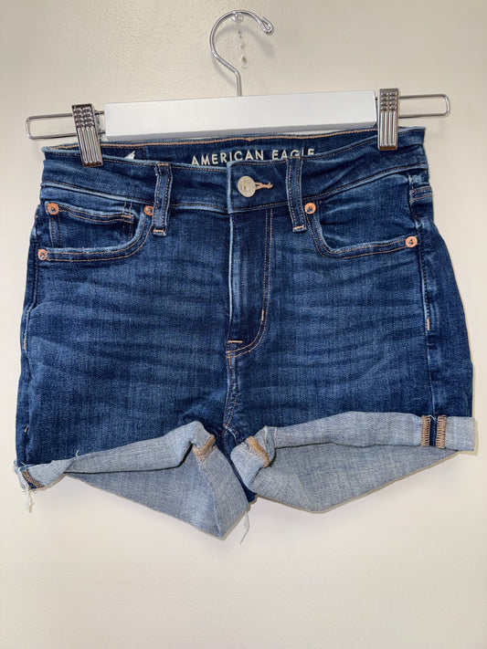 American Eagle (0) Denim High V-Rise Shortie Jean Shorts with Next Level Stretch