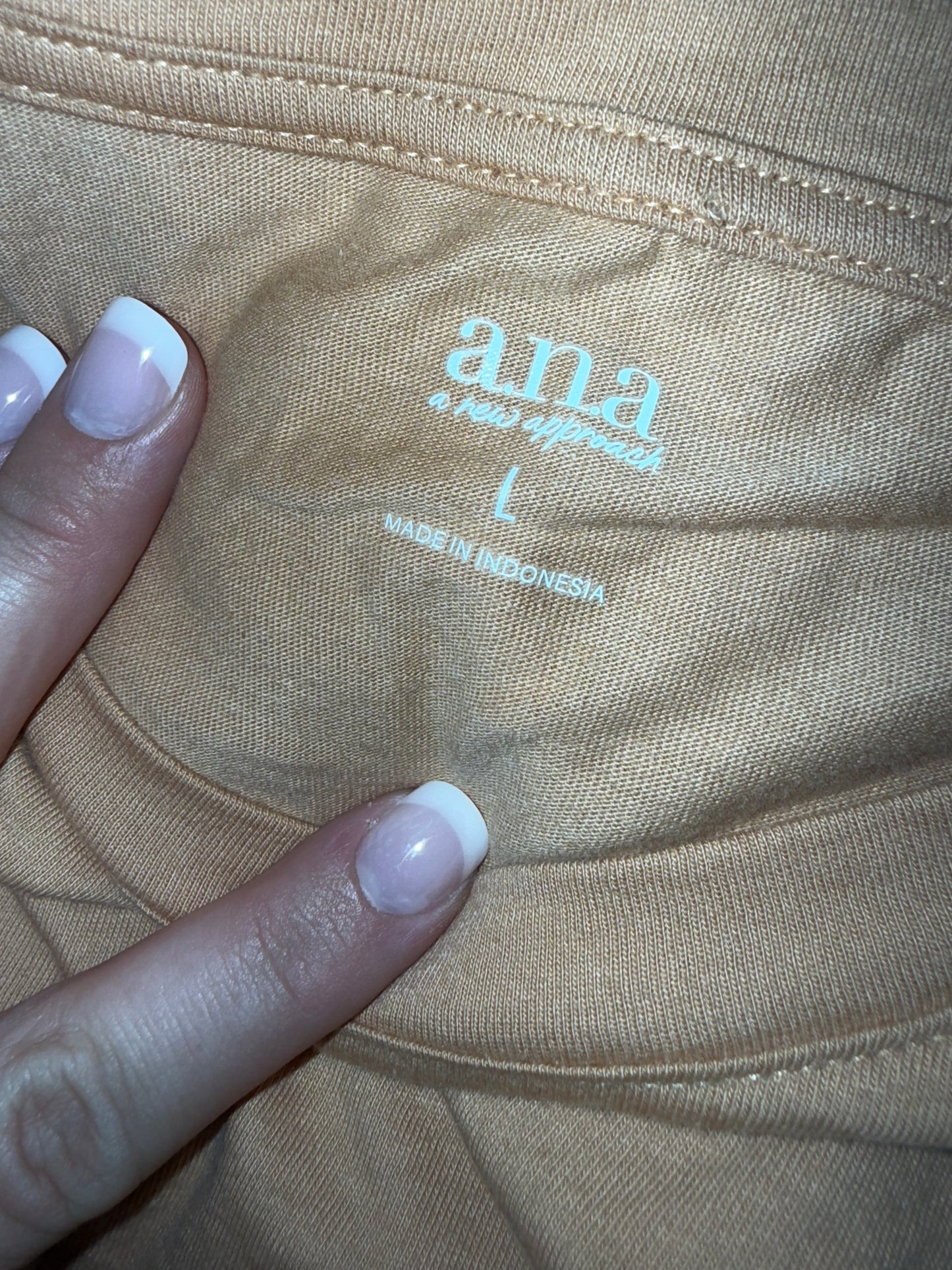 NWT a.n.a (Large) Brand New Tan Short Sleeve Top with Padded Shoulders