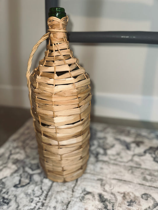 Wicker Handle Glass Jar Boho Accent Piece