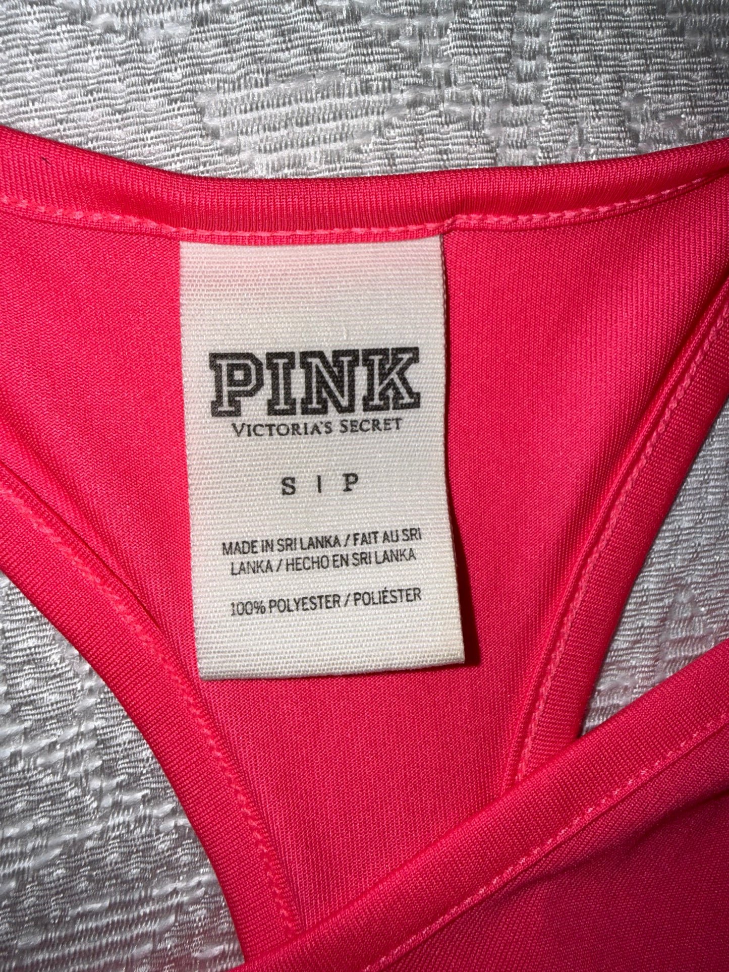 PINK Victoria's Secret (Small) Neon Pink/White Lightweight Tank Top
