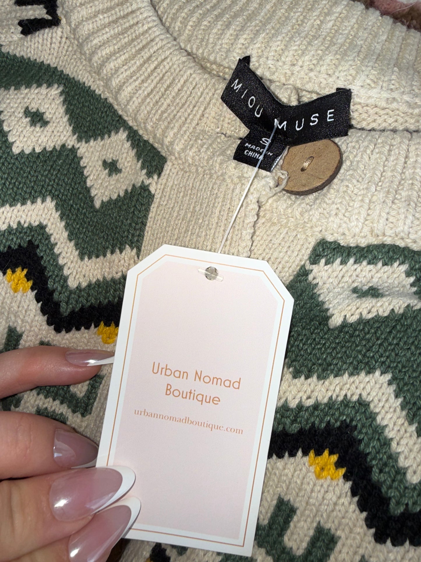 NWT Miou Muse (Small) Brand New Neutral Knit Button Up Sweater Cardigan