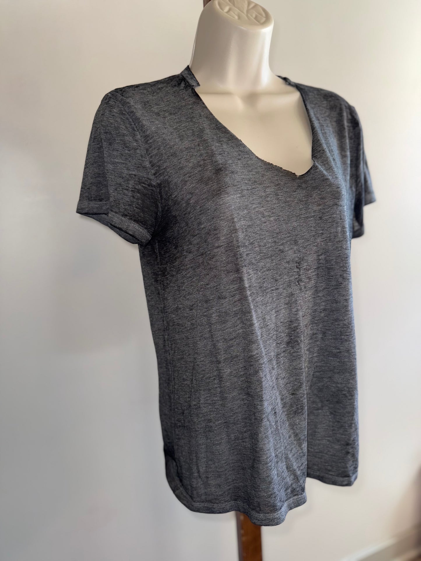 Hollister & Co (Small) Grey Lightweight Cut Out V-Neck T-Shirt