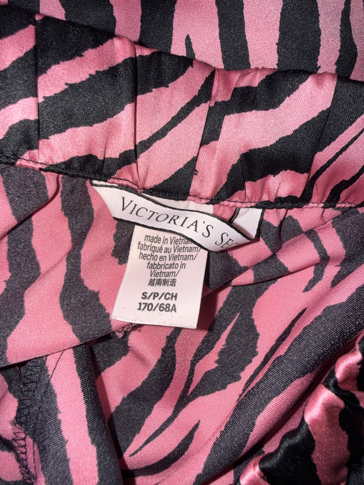 Victoria's Secret (Small) Pink and Black Zebra Print Polyester PJ Pants