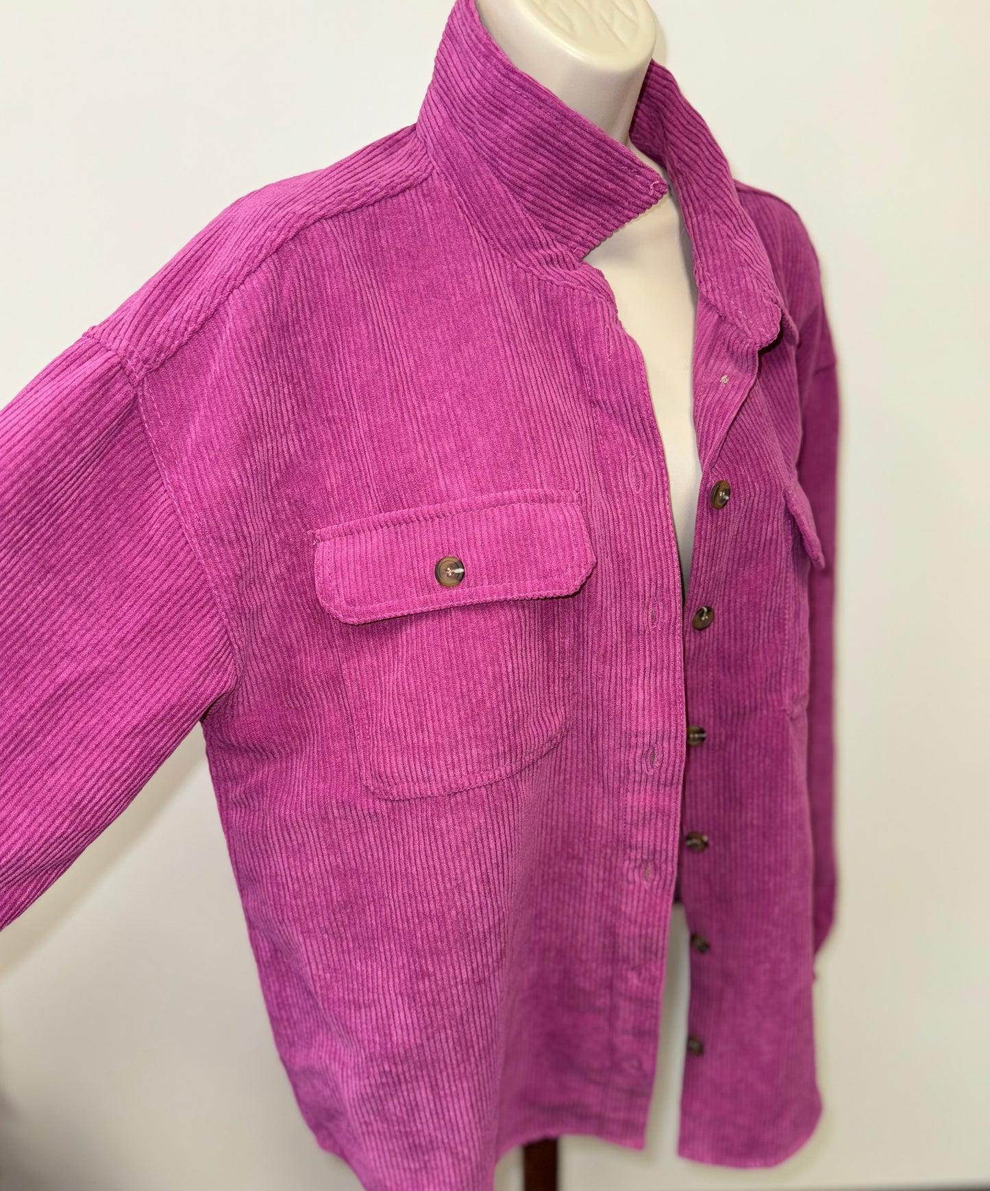 Velvet Heart (Large) Purple Ribbed Lightweight Shacket