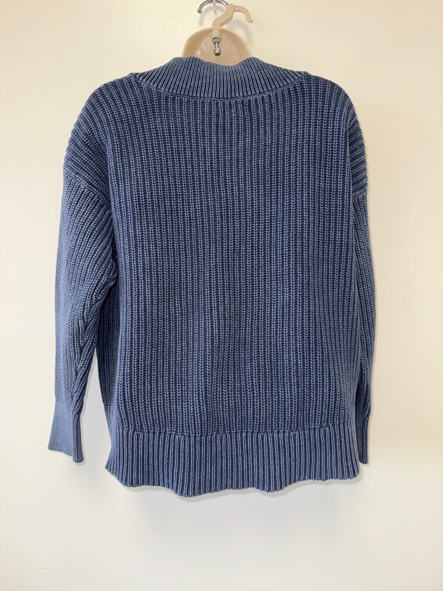 Aerie (Small) Blue V-Neck Heavy Knit Sweater