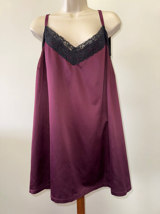 NWT Lane Bryant (26/28) Brand New Purple Satin Cami Tank with Lace V-Neck