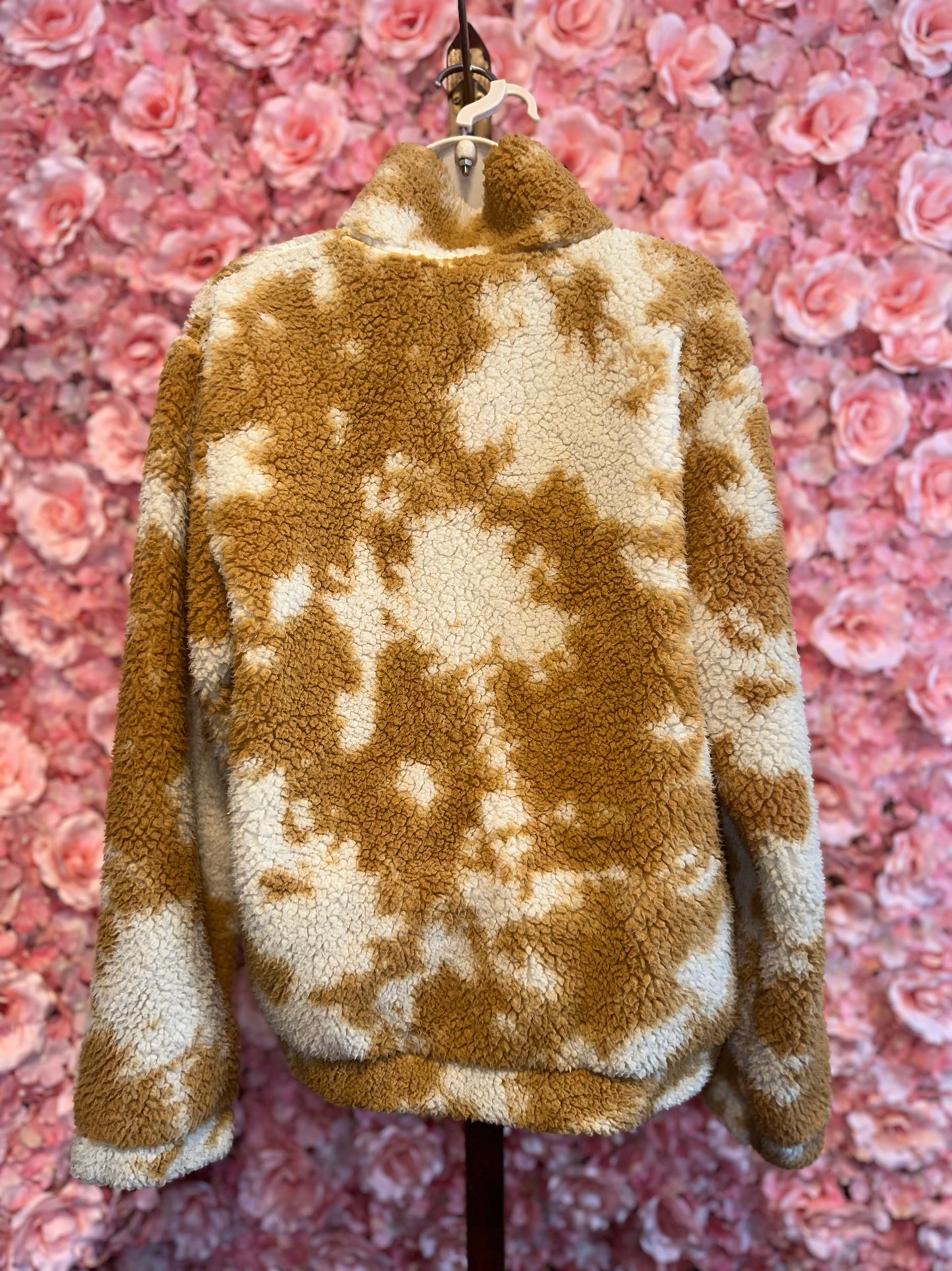 Betsey Johnson Performance (XS) Neutral Cow Print Sherpa Polyester Coat