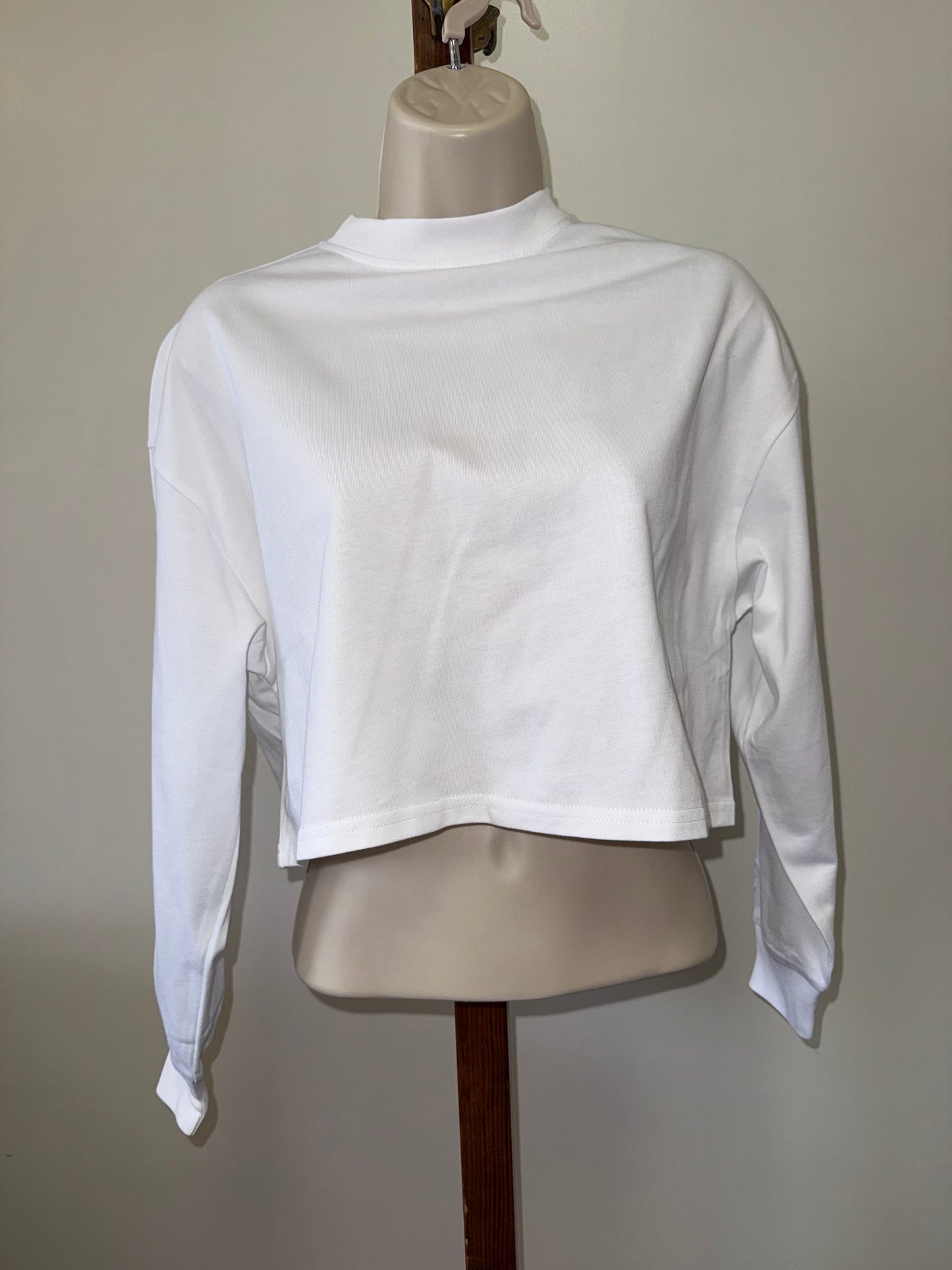 NWT Bride Merch (Small OR XS) Brand New Jeweled 'Bride' White Long Sleeve Crop Top