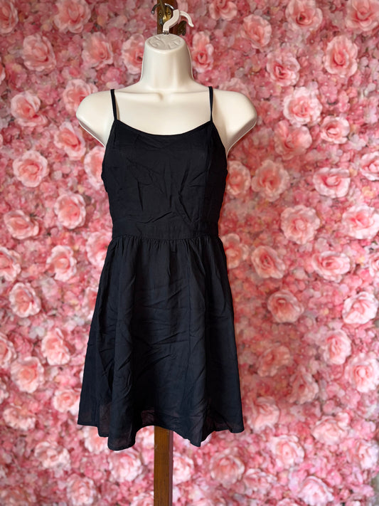 American Eagle (XXS) Black Lightweight Midi Dress with Open Back