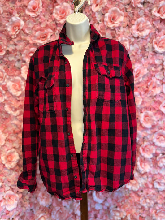 Faded Glory (Medium) Black & Red Flannel