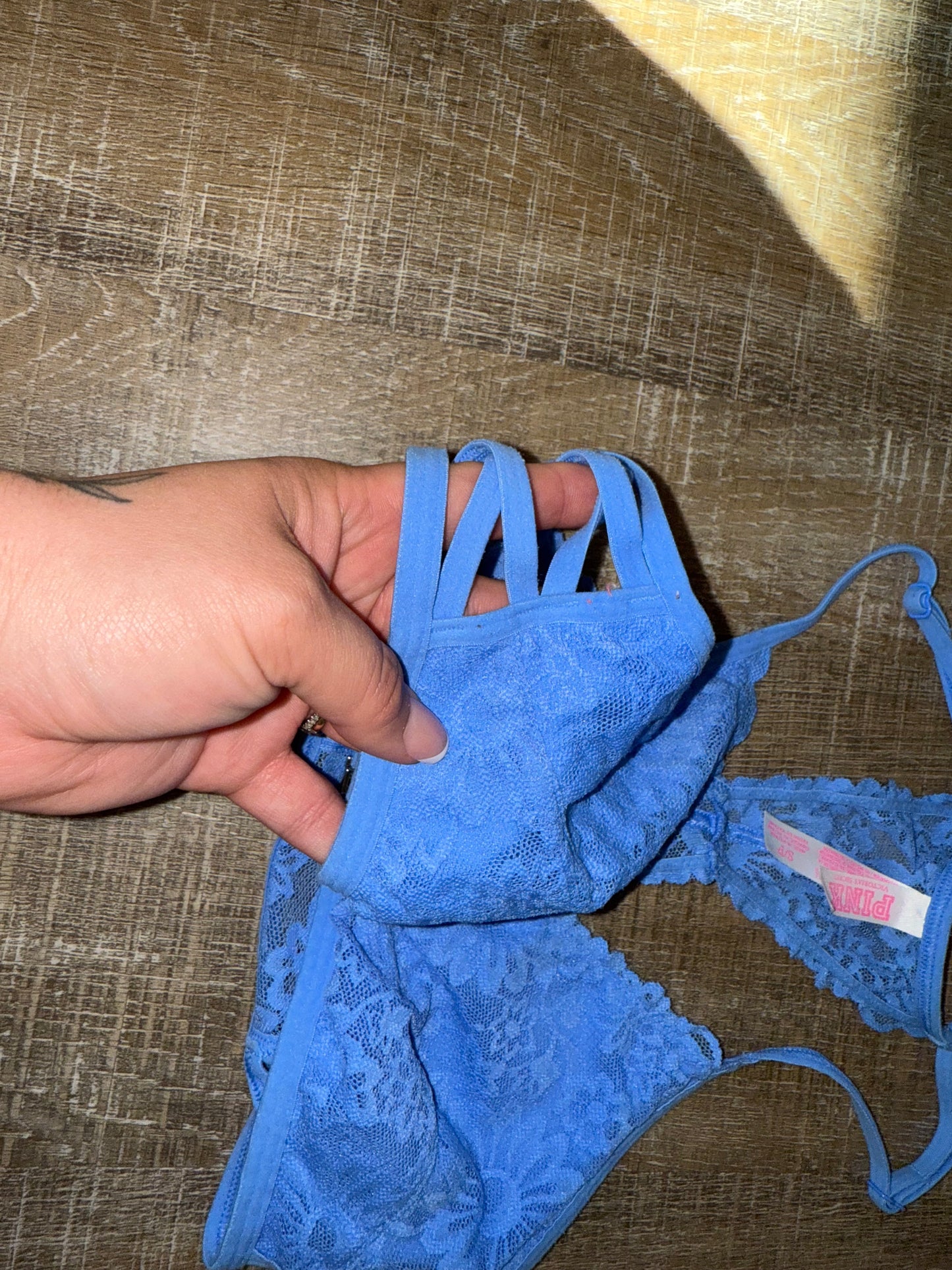 PINK Victoria's Secret (Small) Blue Lace Bralette