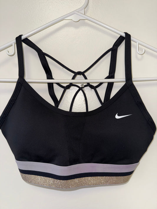 Nike (Small) Black/Glitter Dri Fit Padded Sports Bra