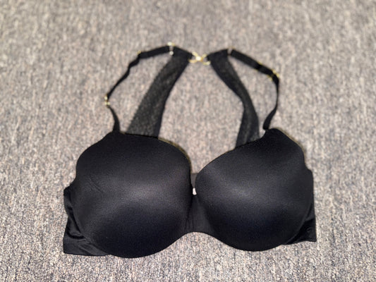 Incredible by Victoria's Secret (34D) Black Padded Bra with Lace Straps