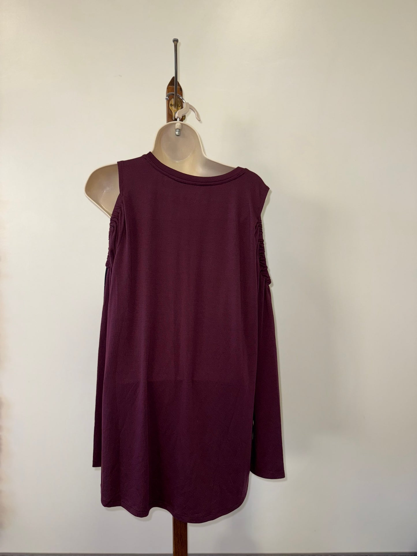 NWT Lane Bryant (14/16) Brand New Maroon Cold Shoulder Long Sleeve