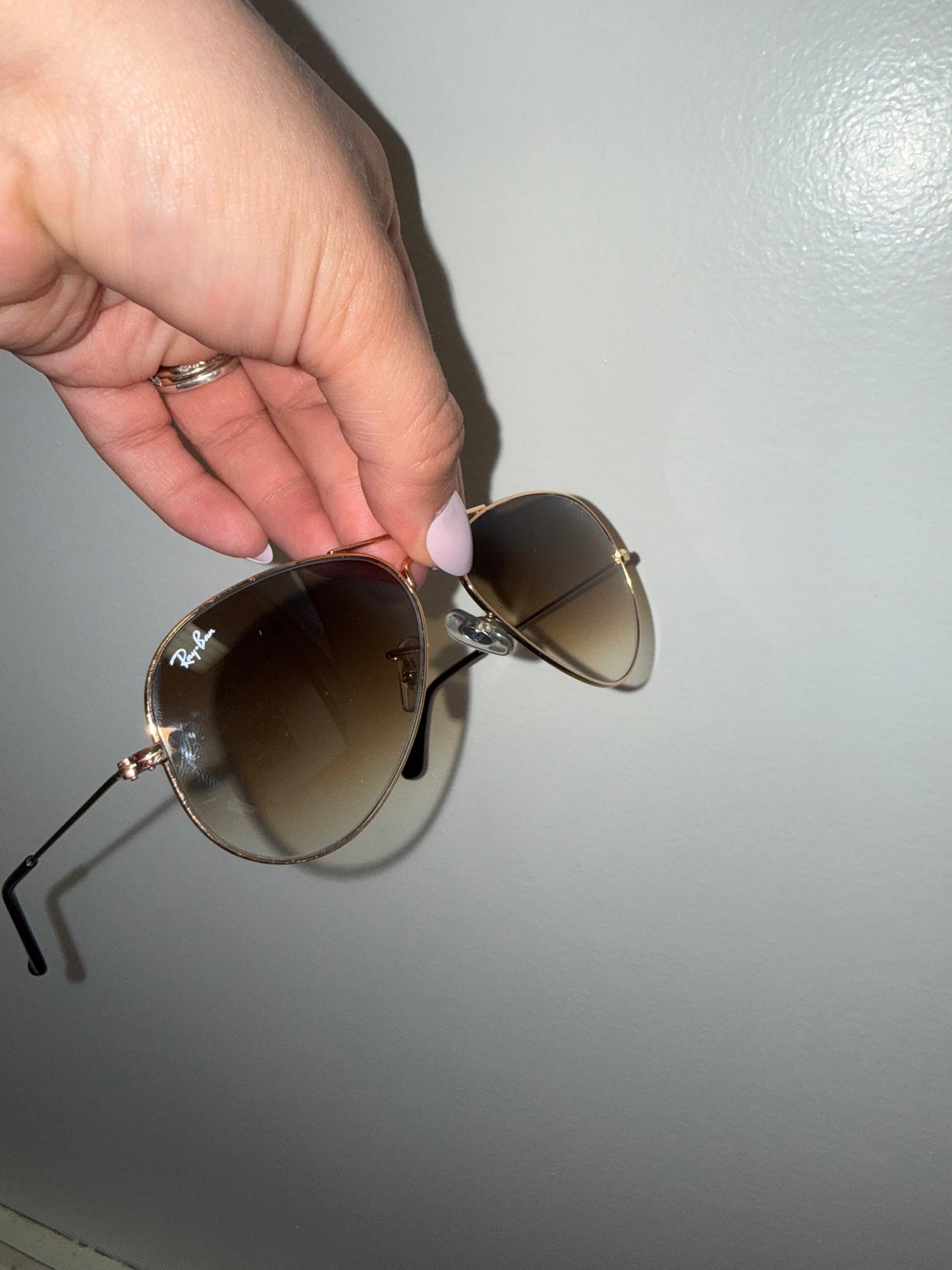 Ray-Ban Gold/Brown Aviator Gradient Sunglasses