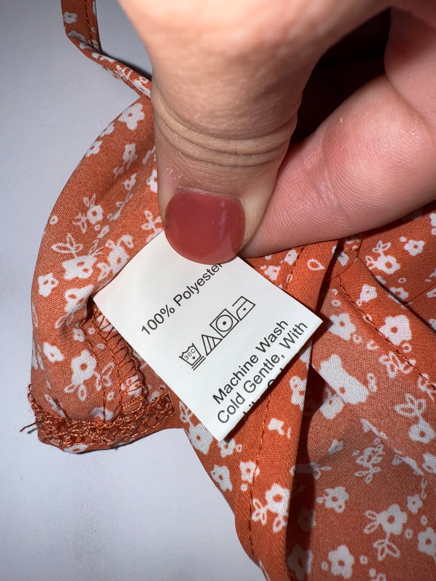 SHEIN (Medium) Orange//White Floral V-Neck Halter Tied Neck Crop Top
