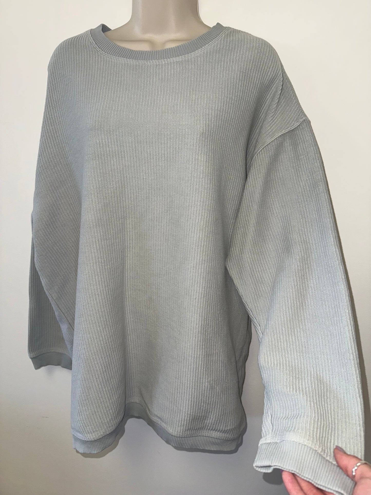 Aerie (Small) Grey Soft Ribbed Oversized Crewneck
