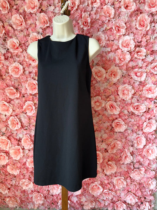 Zara (Small) Black Midi Formal Sleeveless Dress with Lined Back