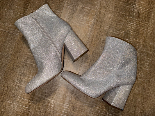Madden Girl (9) Silver Glitter Heeled Ankle Boot