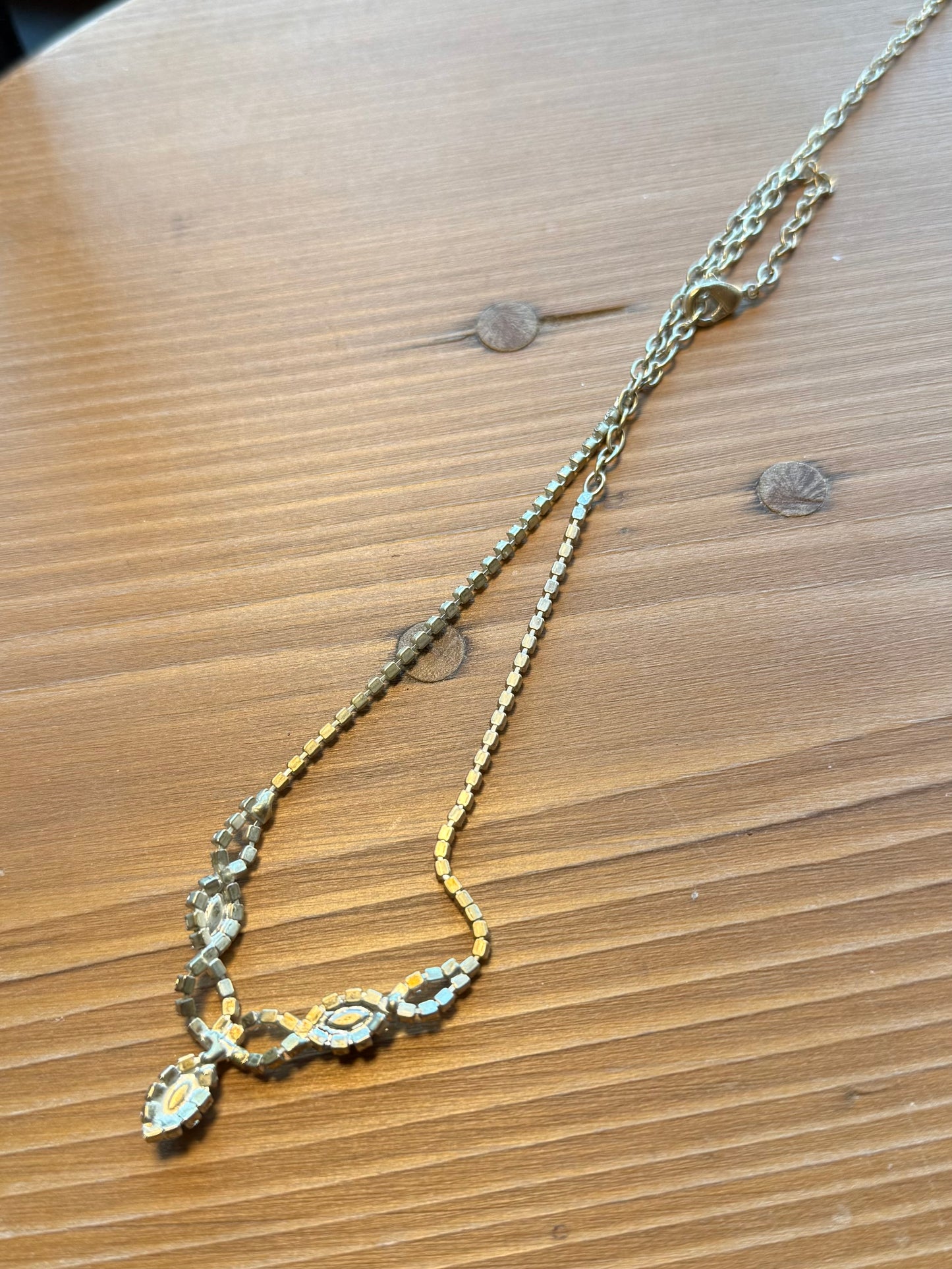 Blue and Silver Diamond Jeweled Necklace