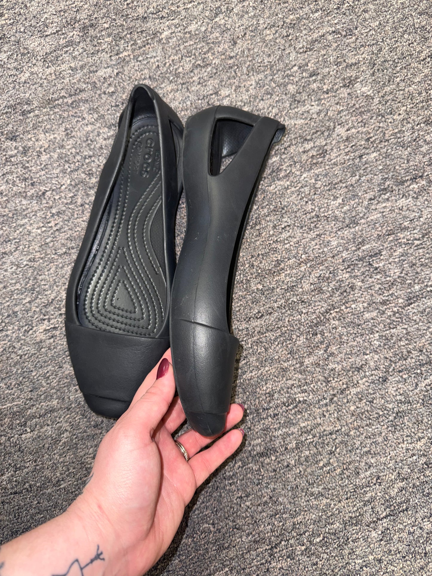 Crocs (10) Black Iconic Comfort Slip On Flats