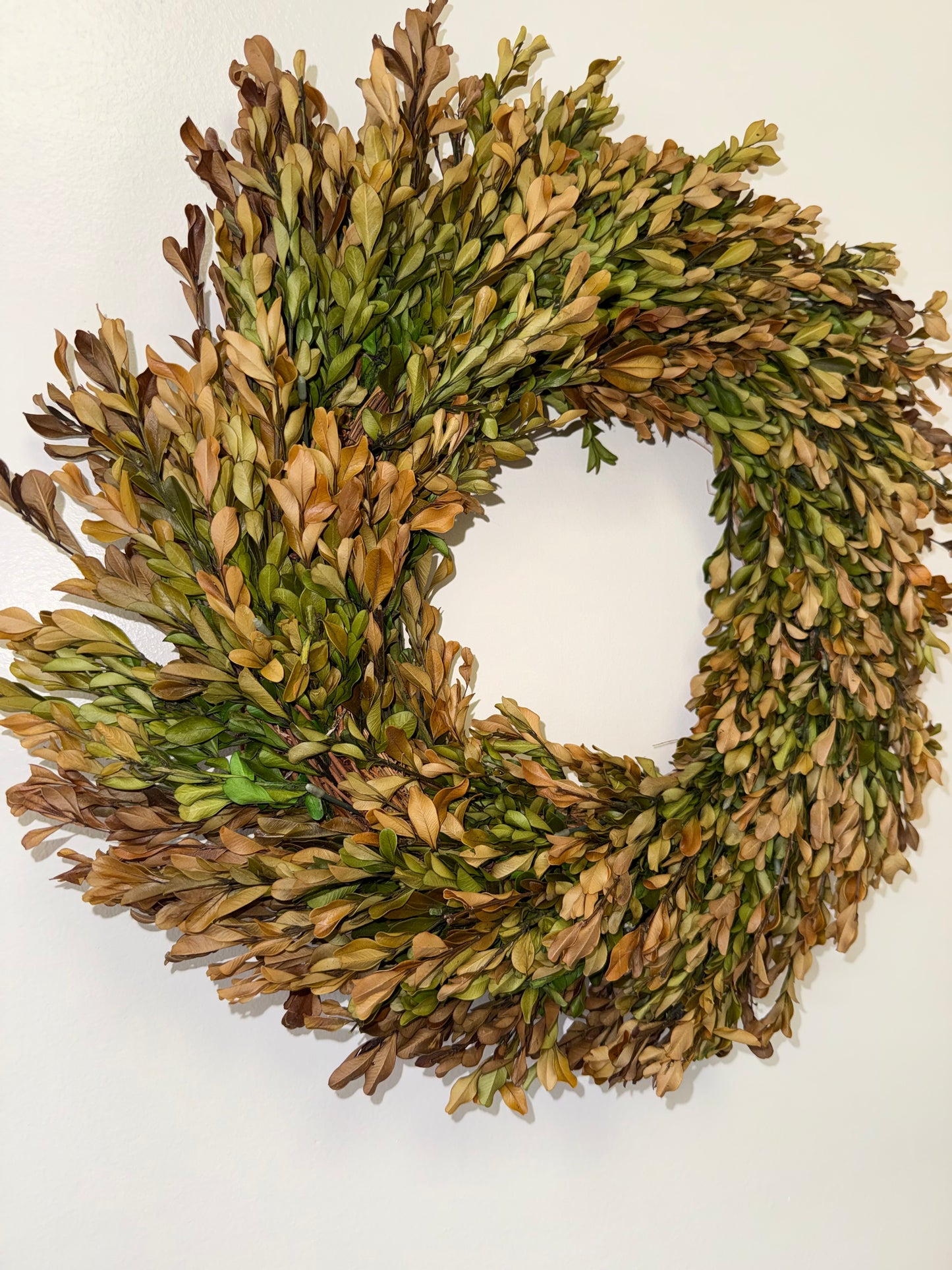 Neutral Green & Brown Leaf Wreath - Fall Wreath