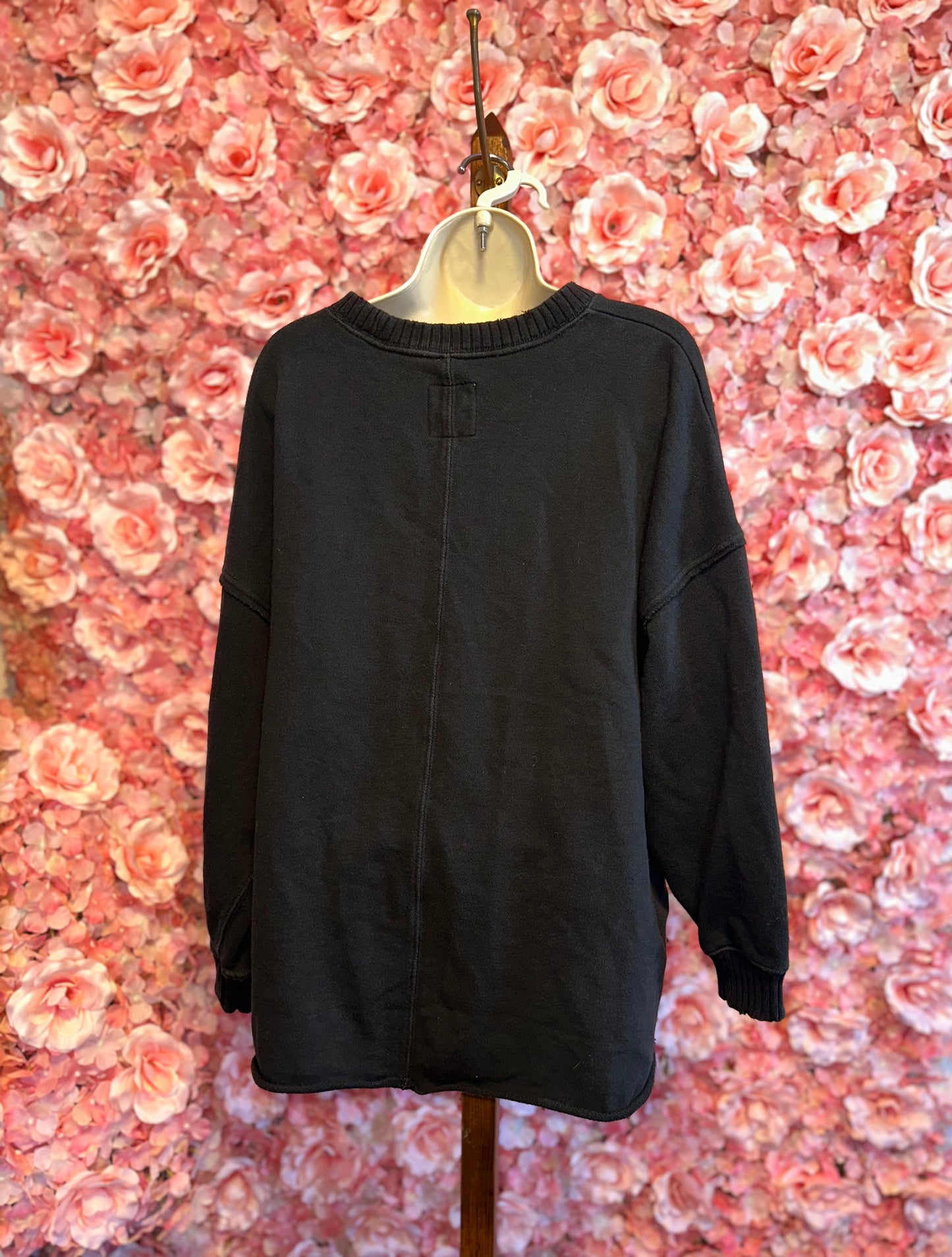 aerie (Small) Black V-Neck Sweatshirt