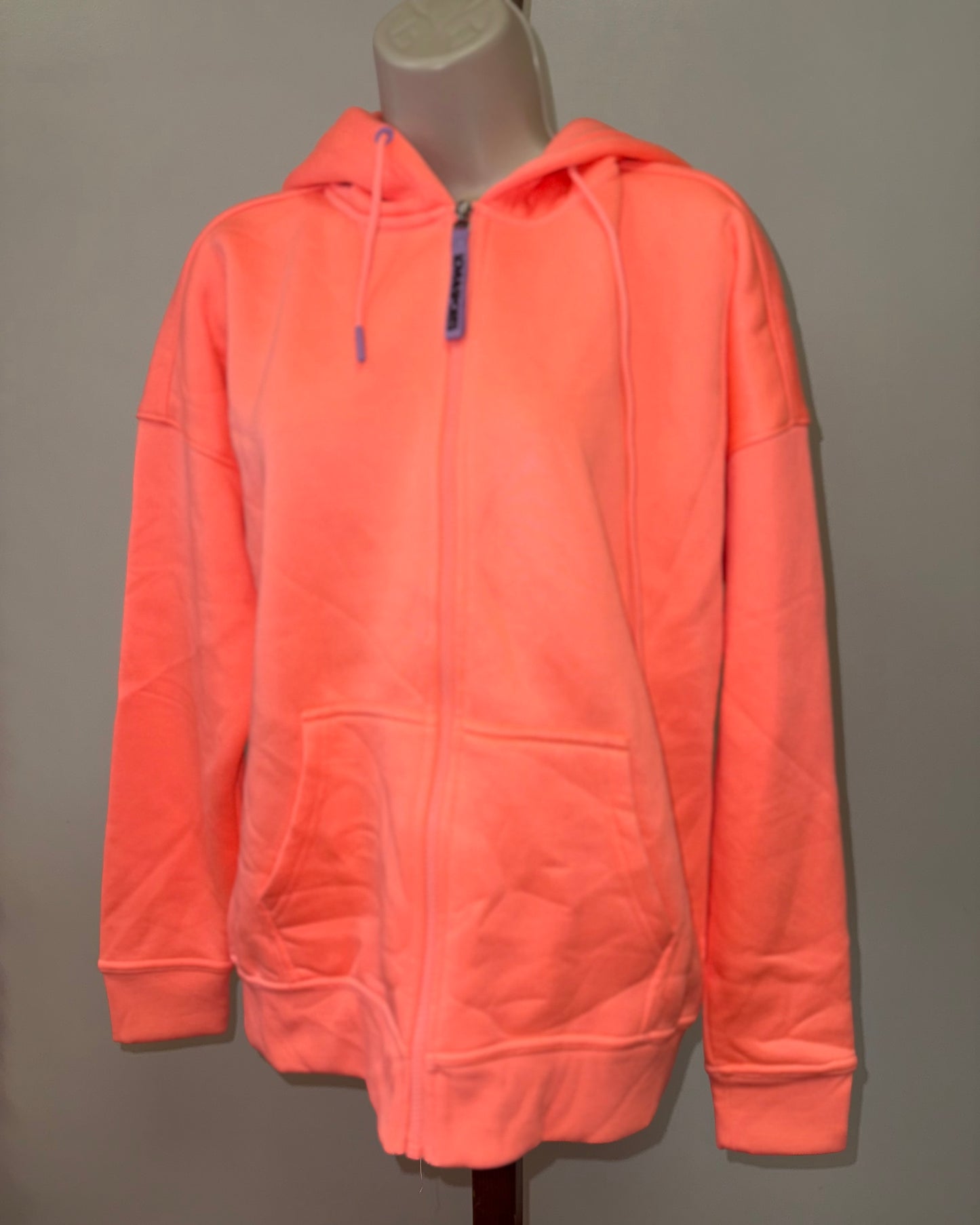 Love & Sports (Medium) Orange Sporty Full Zip Up Hooded Jacket