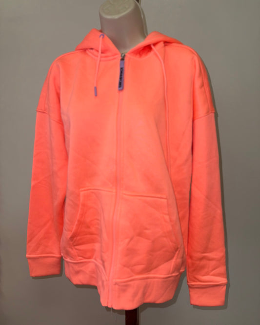 Love & Sports (Medium) Orange Sporty Full Zip Up Hooded Jacket